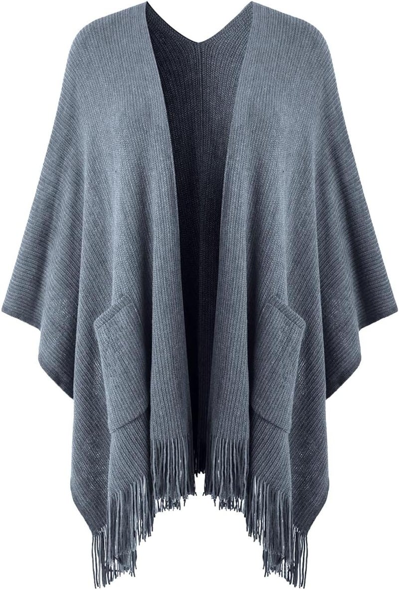 Ferand Shawl Wraps for Women, Cozy Lightweight Poncho Cape with Pockets, Warm for Fall Winter Travel - Image 1